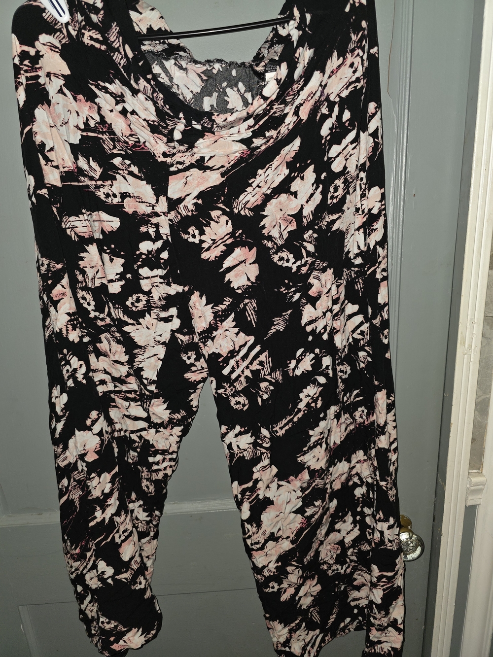 Apt. 9 Black Wide-Leg Jumpsuit with Blush Floral Print